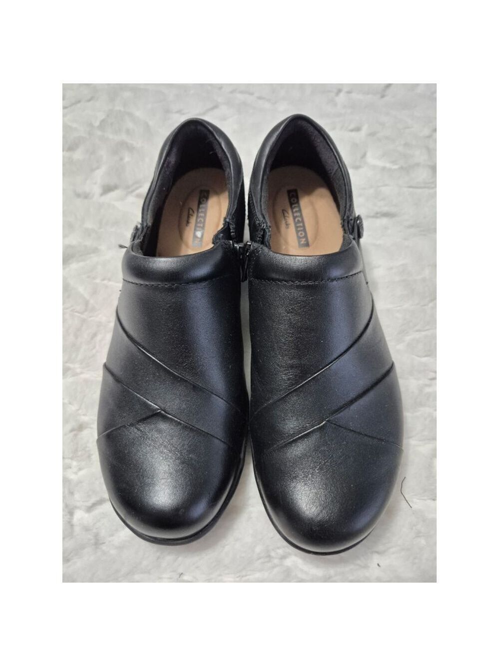Women's Clarks Collection Black Leather Channing Anne Loafer Size 9 (runs small)